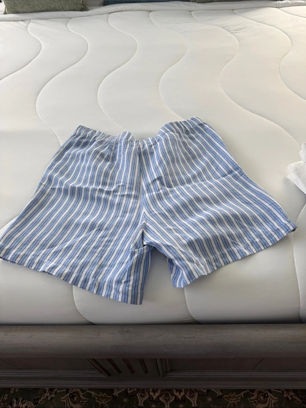 J. Jill Blue and White Striped Elastic-Waist Bermudas